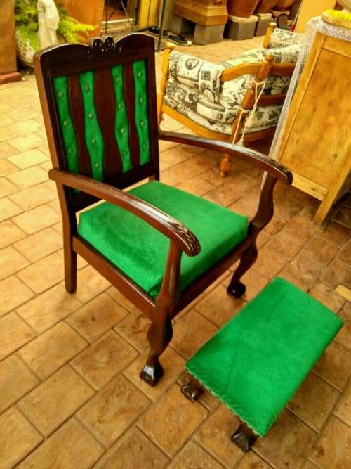 Imbuia    ball and claw chair with foot stool