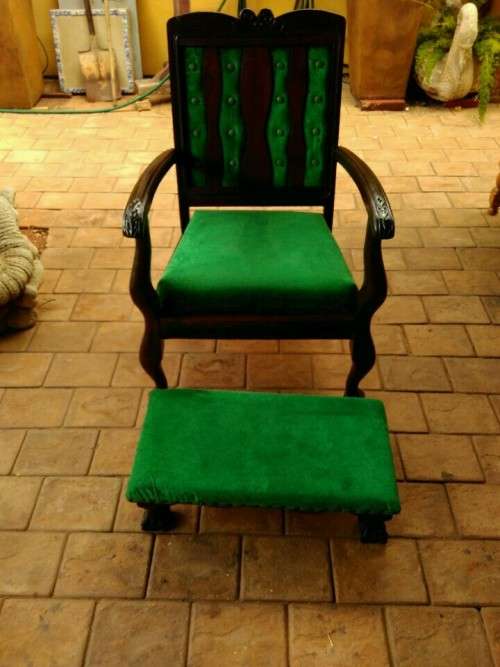 Imbuia    ball and claw chair with foot stool