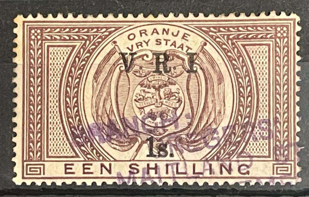 OFS - REVENUE 1900 - V.R.I. 1 SHILLING PURPLE-BROWN