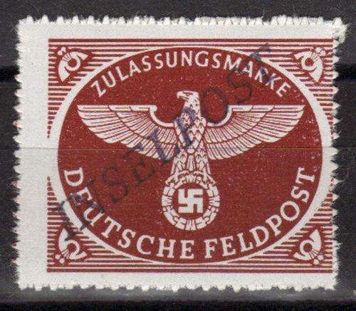 GERMANY FELDPOST = 1944 - OCCUPATION OF GREECE ISLANDS = DIAGONAL OVERPRINT ZULASSUNGSMARKE