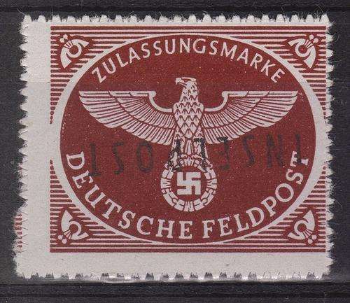 GERMANY FELDPOST = 1944 - OCCUPATION OF RHODES GREECE ISLANDS = HORIZ. INVERTED OVERPRINT BLACK