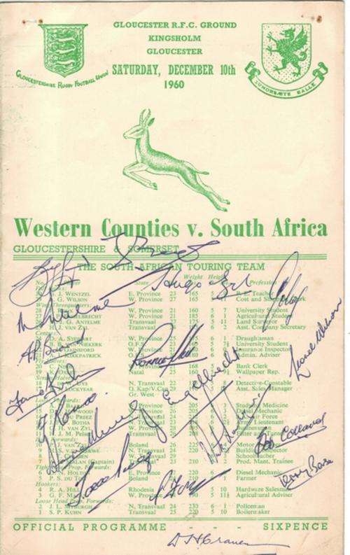 1960 -SPRINGBOKS RUGBY SIGNED - AWESOME SIGNED PROGRAMME! SIGNED BY 25