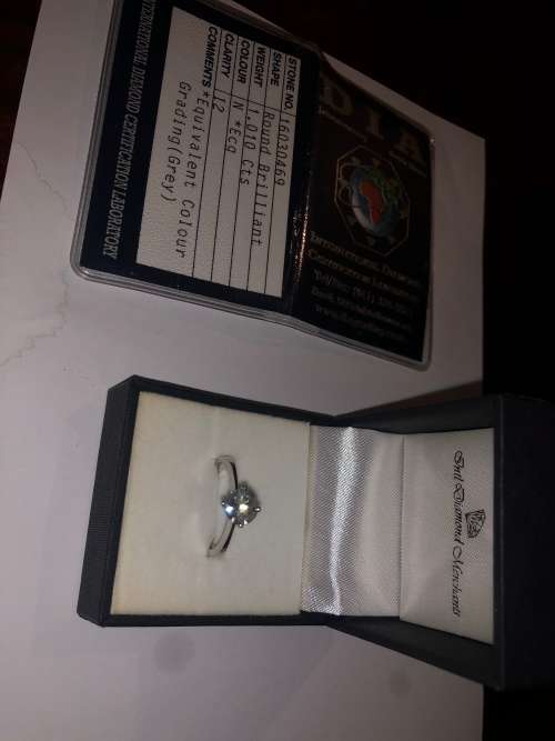 Brand New 1.010ct Diamond Solataire18k White Gold Band DIA Certified