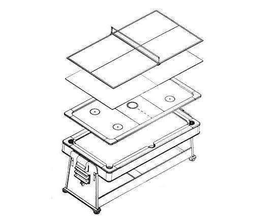 4 in 1 - 7Ft Green Pool Table + Air Hockey + Tennis Table Tennis + Dinner table