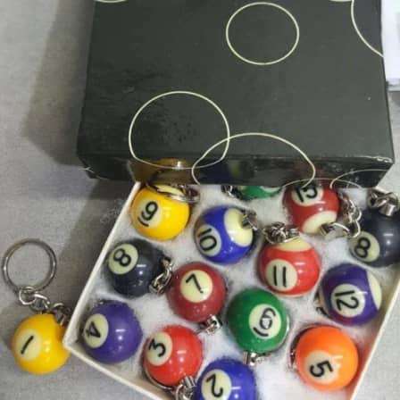 16 Pcs Lot Pool Ball`s Keychain Key ring