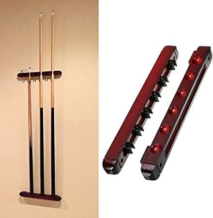 Pool Cue Wall Rack with 6 Cue Clips for Billiard / Pool Cue Racks