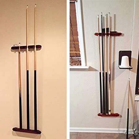Pool Cue Wall Rack with 6 Cue Clips for Billiard / Pool Cue Racks