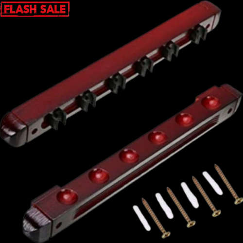 Pool Cue Wall Rack with 6 Cue Clips for Billiard / Pool Cue Racks