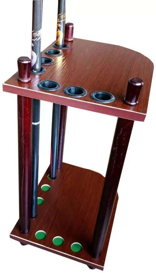Wooden Pool Cue Holder Snooker Rack Shelf - for 7 Pool Cues for Clubs and Pool Players