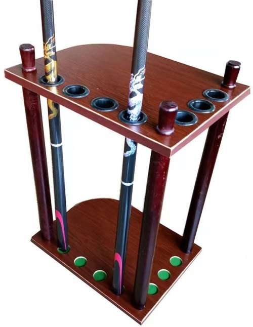 Wooden Pool Cue Holder Snooker Rack Shelf - for 7 Pool Cues for Clubs and Pool Players