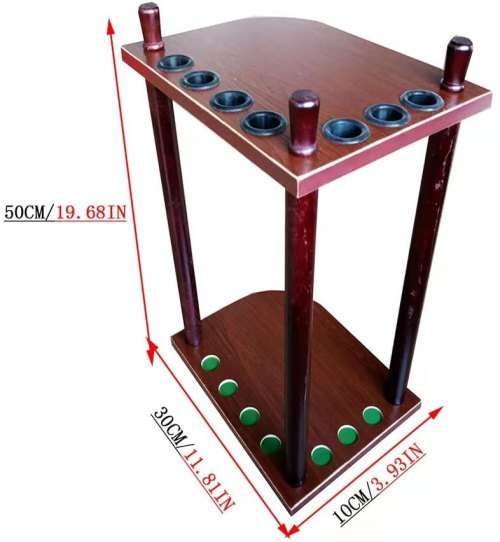 Wooden Pool Cue Holder Snooker Rack Shelf - for 7 Pool Cues for Clubs and Pool Players