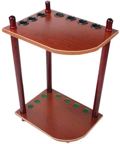 Wooden Pool Cue Holder Snooker Rack Shelf - for 7 Pool Cues for Clubs and Pool Players