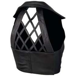 Ladies Genuine Leather Vest with Cross Hatch Back - M