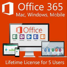 Microsoft Office 365 2016 2019 Pro Key PC/Mac Windows 5TB 5 Users (Lifetime Activation + Download)