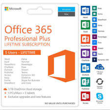 Microsoft Office 365 2016 2019 Pro Key PC/Mac Windows 5TB 5 Users (Lifetime Activation + Download)