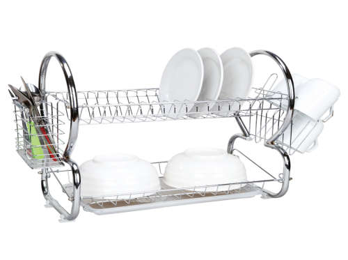 2-Layer Dish Rack Chrome stacks 22 plates