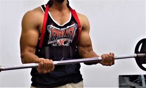 Bicep Isolater black with Red adjustable straps