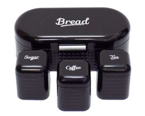 Bread Bin with Canisters - Black