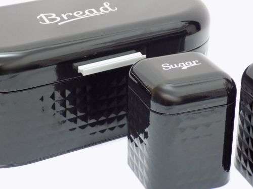 Bread Bin with Canisters - Black