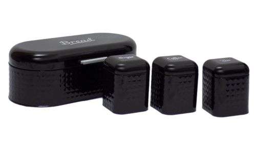 Bread Bin with Canisters - Black