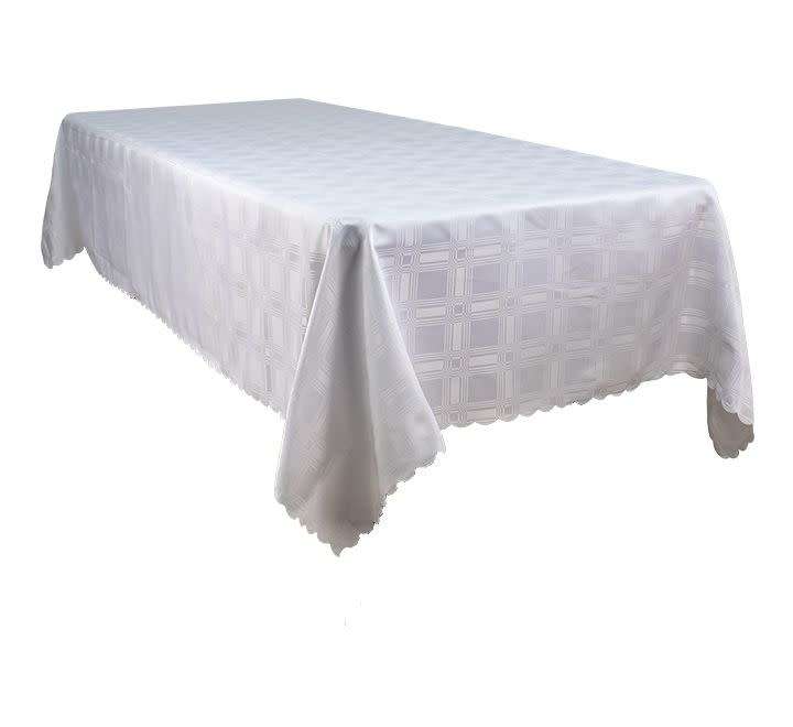 Table Cloth Block Design Print 1.5m X 2.5m - White