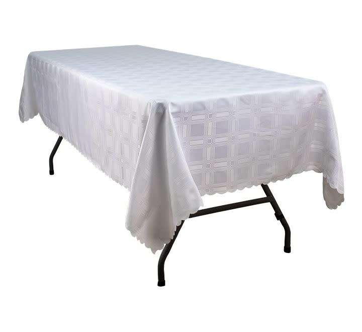 Table Cloth Block Design Print 1.5m X 2.5m - White