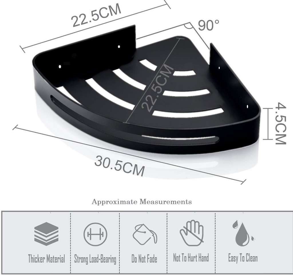 Single - Corner Shower / Bathroom / Kitchen Caddy - Black