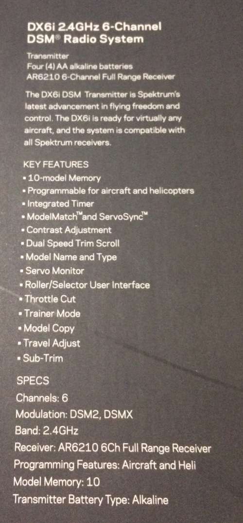 DX6i 6-Channel Aircraft System