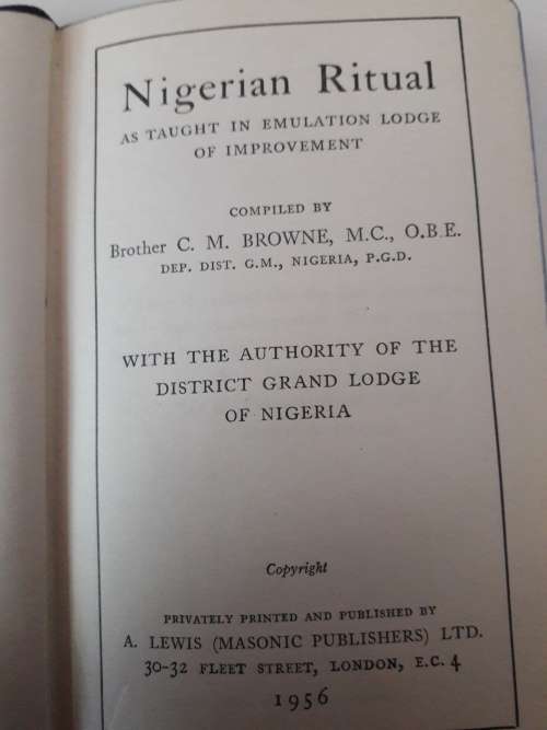 Masonic - Nigerian Ritual 1956