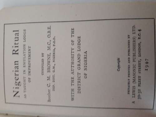 Masonic - Nigerian Ritual 1947