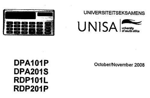 DPA101 Old UNISA Papers **7 for R40*