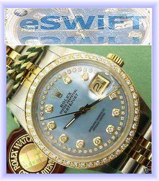 BREATHTAKING COOL BLUE MENS ROLEX AUTO DATEJUST WATCH w/ 103x BRILLIANT DIAMONDS  *SAVE R86000*