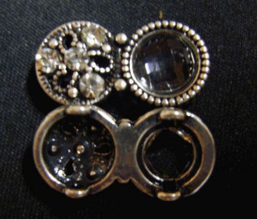 Nickle Slider with Clear Rhinestone Inlay, 25mm x 12mm - Sold Individually.
