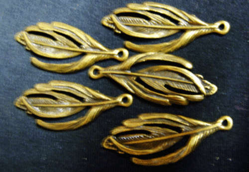 Bronze Large Leaf Charm, 41mm x 16mm - Pack of 10.