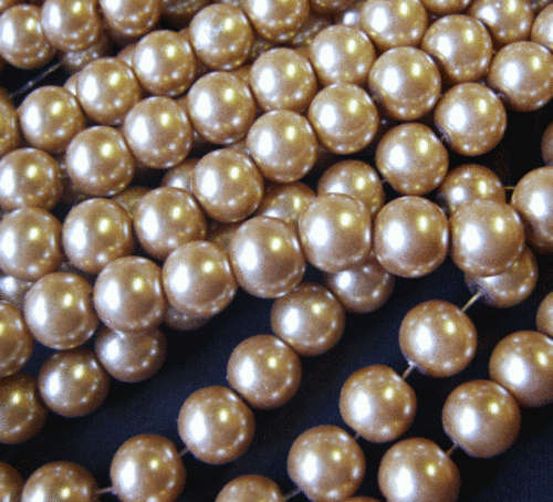 Cappuccino Glass Pearls, 8mm - Per String.(+/- 100)