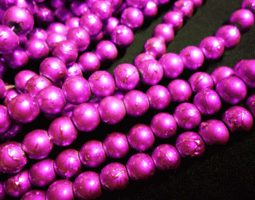 Violet Splash Glass Beads, 6mm - Per String (+/-150).