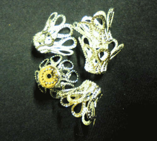 Silver Tone Beadcaps,  12mm x 15mm - Pack of 20.