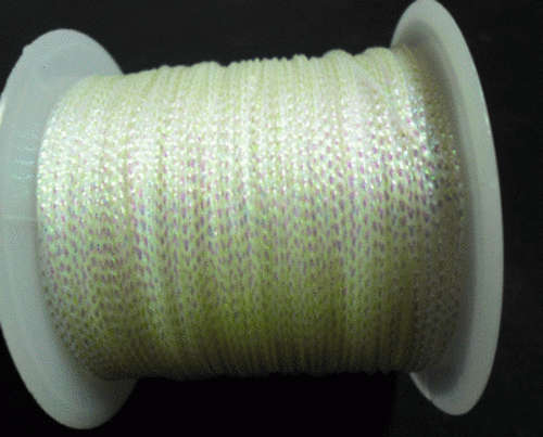 White with Mother of Pearl  Cord - Per spool of 20m.