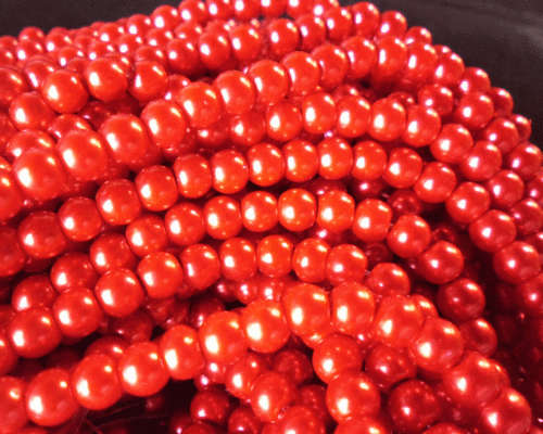 Vibrant Red Glass Pearls, 6mm - Per String (+/- 150).