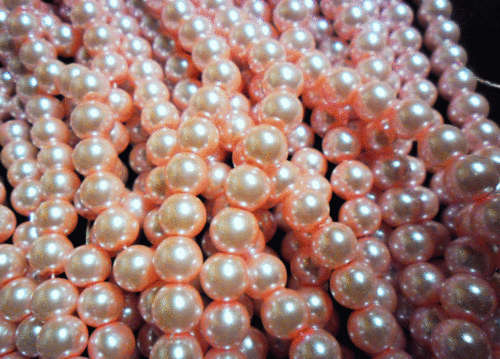 Pink Glass Pearls, 8mm - Per String. (+/- 100).