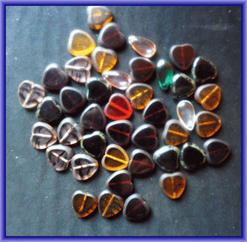 Czech Hearts Lot - for Scrapbooking Only (Holes are clogged). 42 Pieces.