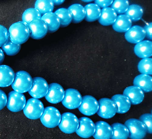 Vibrant Blue Glass Pearls, 8mm - Per string (+/- 100).