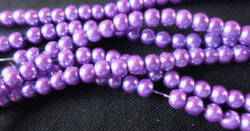 Lilac Glass Pearls, 4mm - String of +/-200.