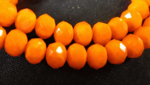Orange Glass Facet Roundelle  , 8mm - Per String of +/- 50.