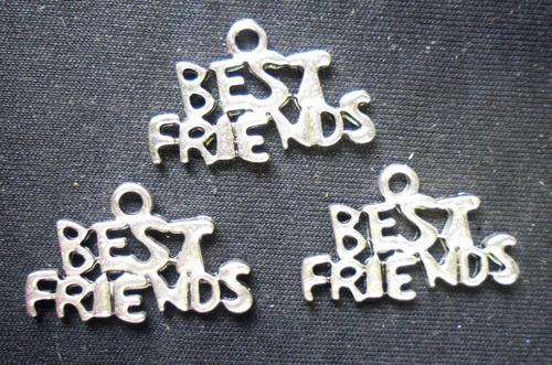 Nickle "Best Friends" Charm, 26mm x 16mm - Pack of  5.