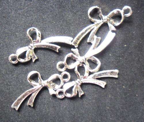 Nickle Ribbon Charm, 28mm x 16mm - Pack of  10.