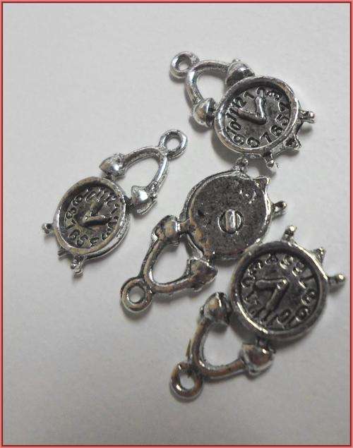 Nickle Clock Charm, 18mm x 8mm - Per Pack of 10.