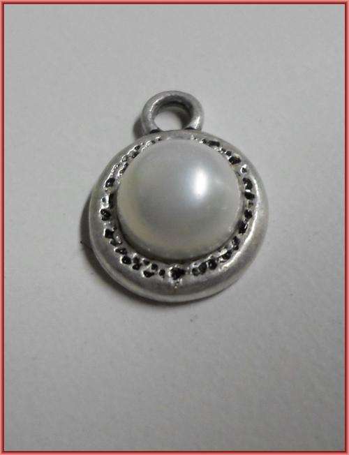 Antique Silver Pendant Cross,Pearl Inlay, 20mm x 15mm - Sold Individually.