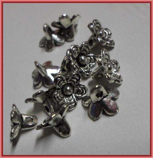Nickle Flower Charm, 11mm  - Pack of 10.