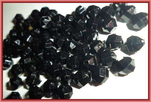 Acrylic Black Facet Rounds, 6mm  - Pack of 50.